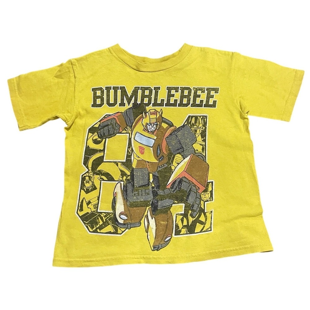 Y2K Transformers Bumblebee 84 Short Sleeve T Shirt Boy Size 4 Yellow Cotton